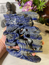 Beautiful Lapis Lazuli Bird on Flowering Tree Carving