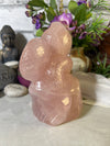 Beautifully Carved Cobra on rock Rose Quartz Carving