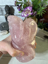 Beautifully Carved Cobra on rock Rose Quartz Carving