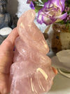 Beautifully Carved Cobra on rock Rose Quartz Carving