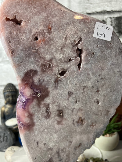 Gorgeous Druzy 1.9 KG Pink Amethyst Slab on stand from Brazil