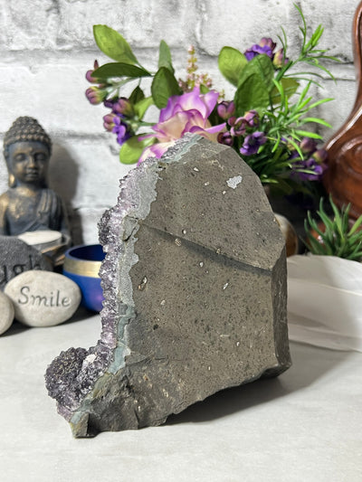 2.1 KG Amethyst Cut-base with Calcite growths