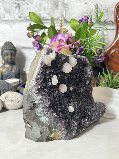 2.1 KG Amethyst Cut-base with Calcite growths