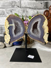 1.58 KG Amethyst Agate Geode Halves on stand