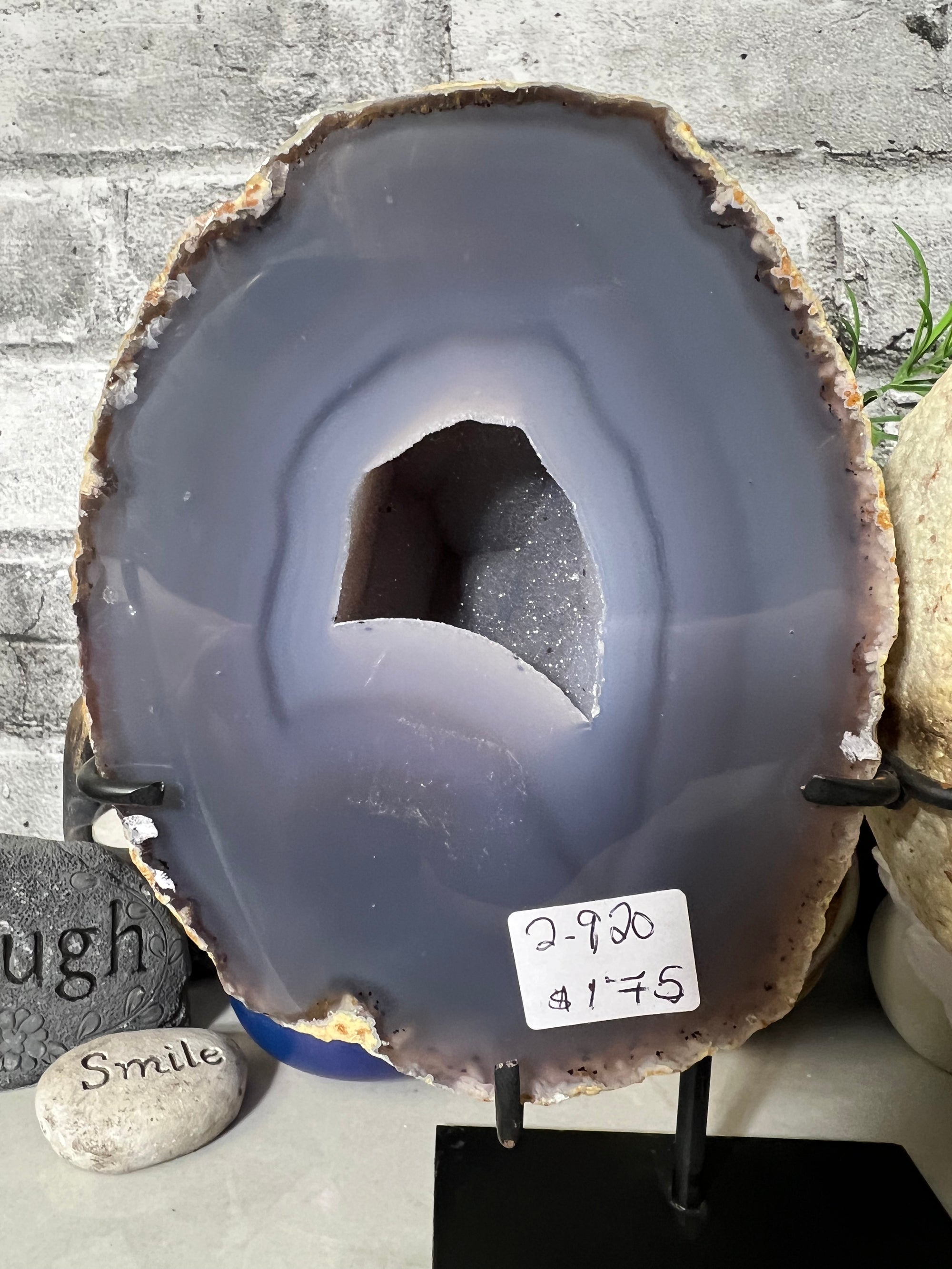 2.92 Kg Beautiful Druzy Agate Geode Halves on stand from Brazil