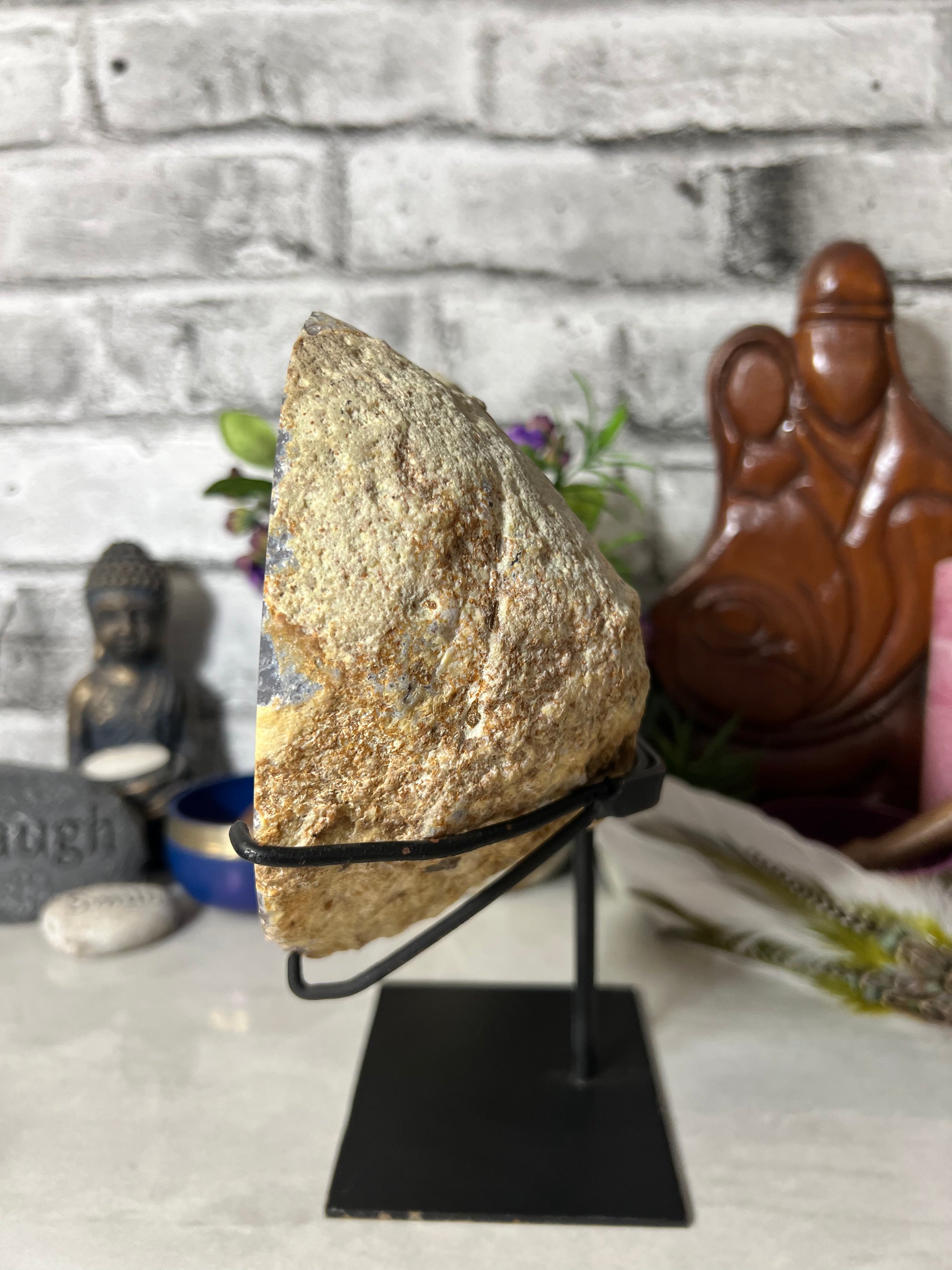 2.92 Kg Beautiful Druzy Agate Geode Halves on stand from Brazil