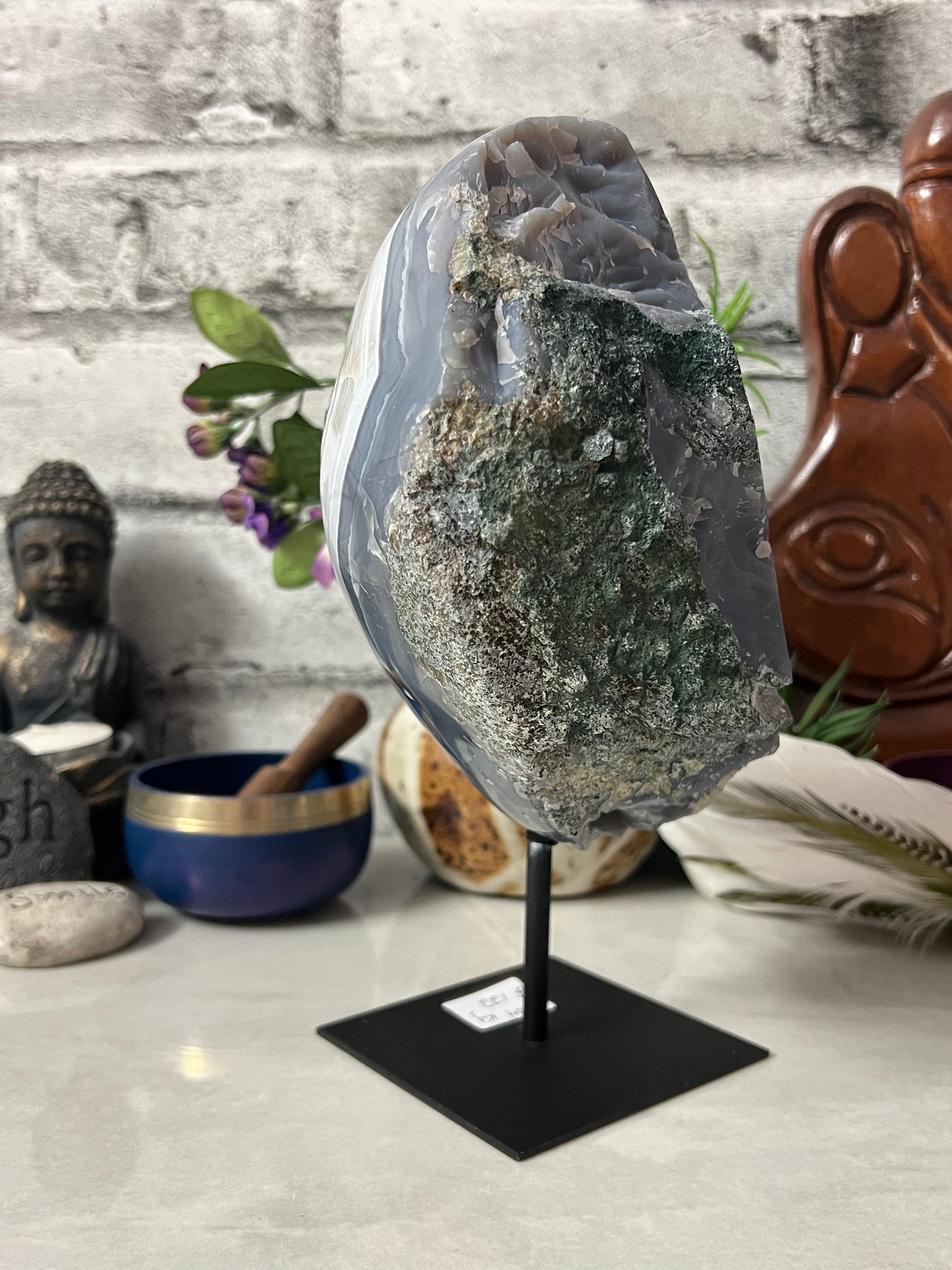 2.04 Kg Beautiful Amethyst Agate Geode on stand