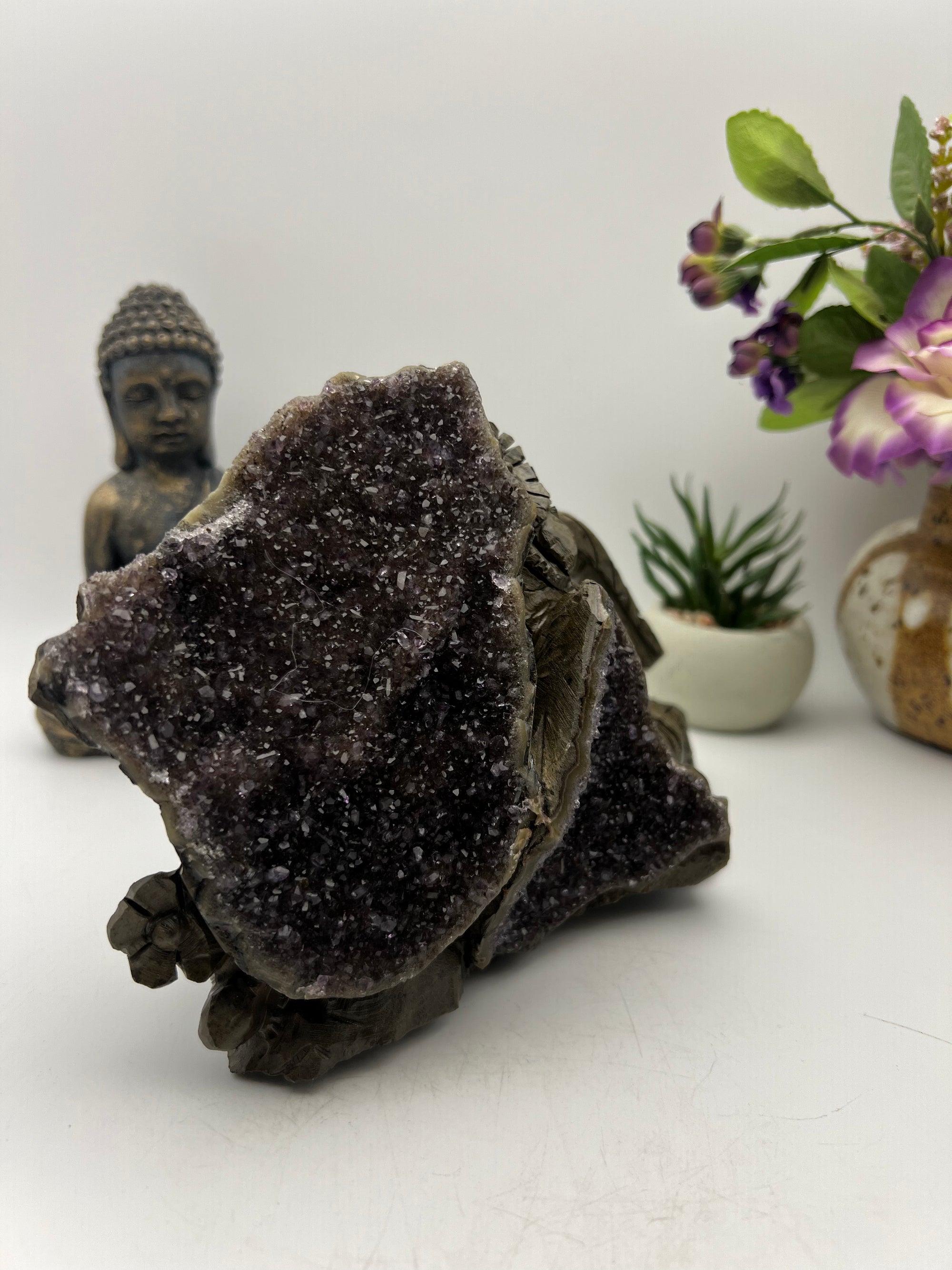 Outstanding Amethyst Cluster Owl Carving!