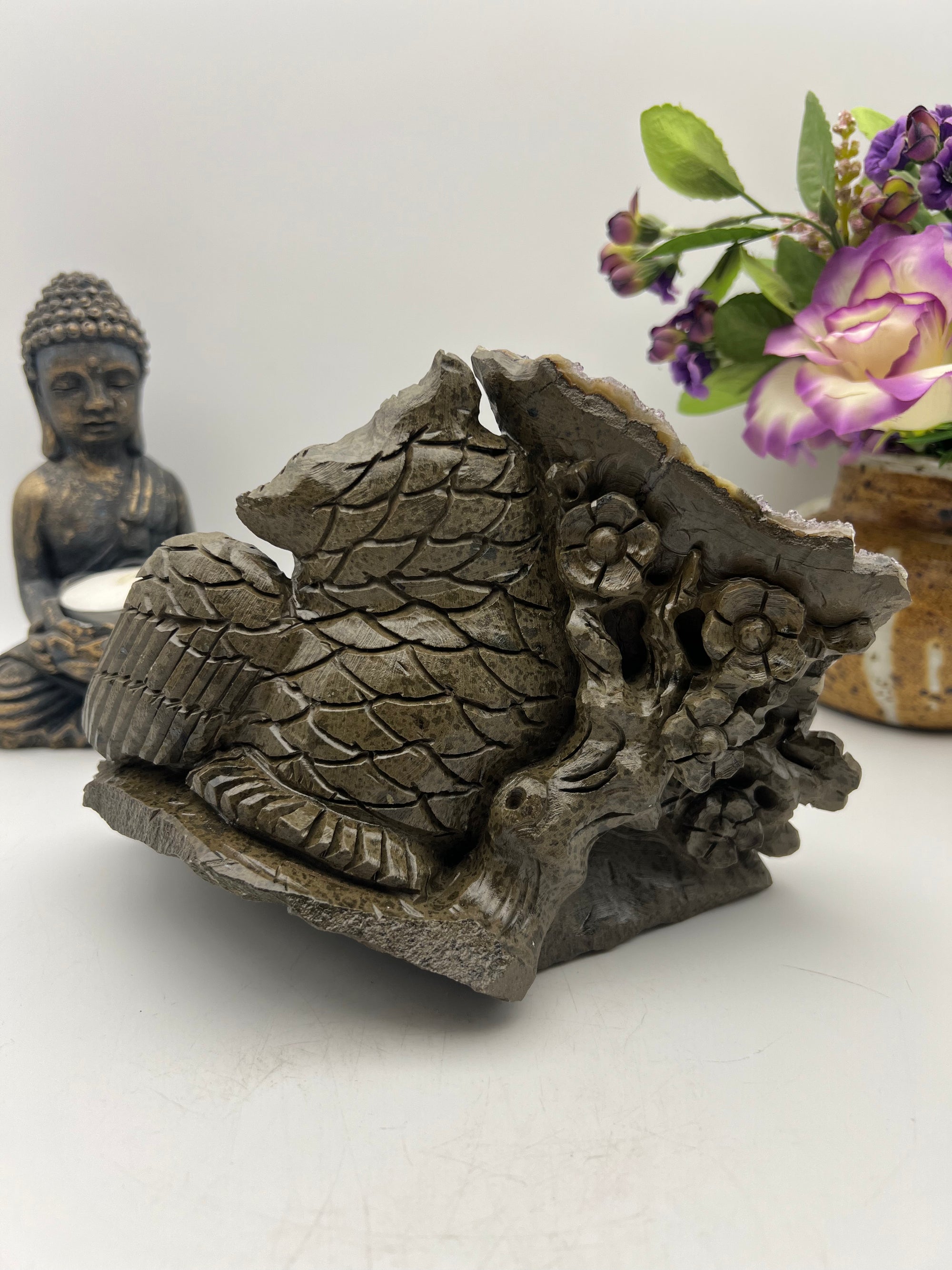 Outstanding Amethyst Cluster Owl Carving!