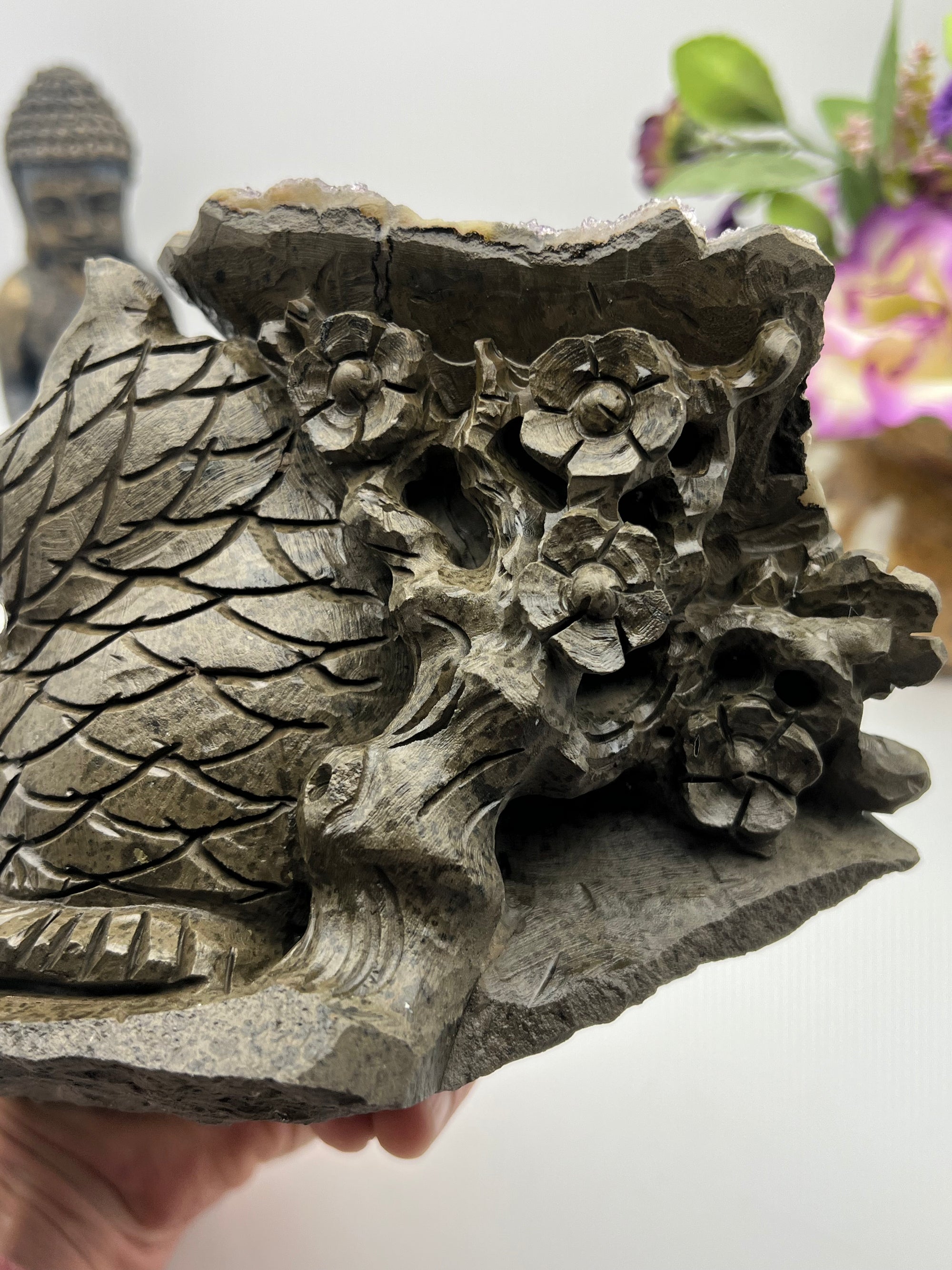 Outstanding Amethyst Cluster Owl Carving!