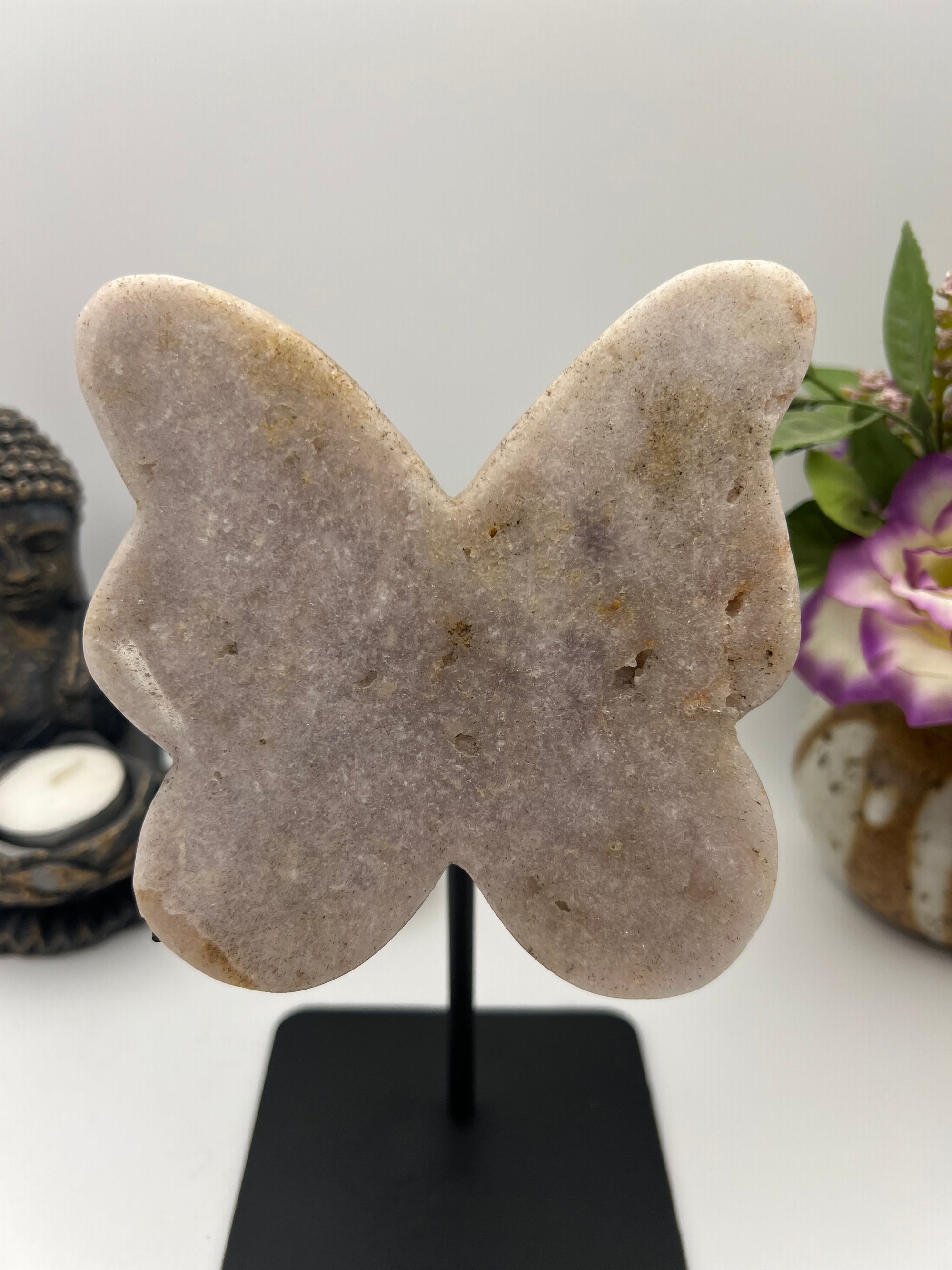 Beautiful Pink Amethyst Butterfly Carving in stand from Brazil