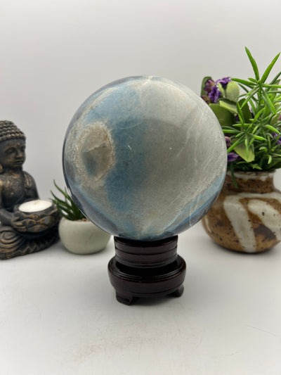 Beautiful Trolite Sphere on wood base