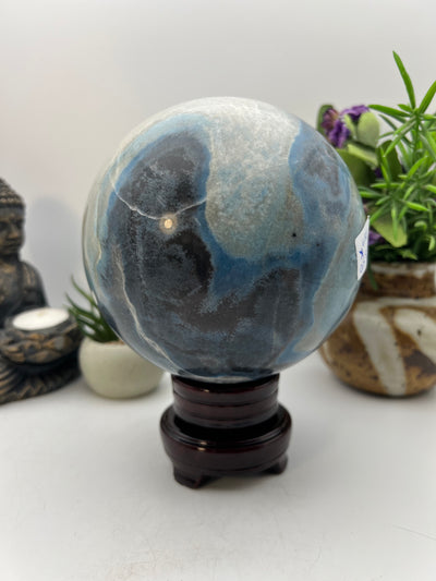Beautiful Trolite Sphere on wood base
