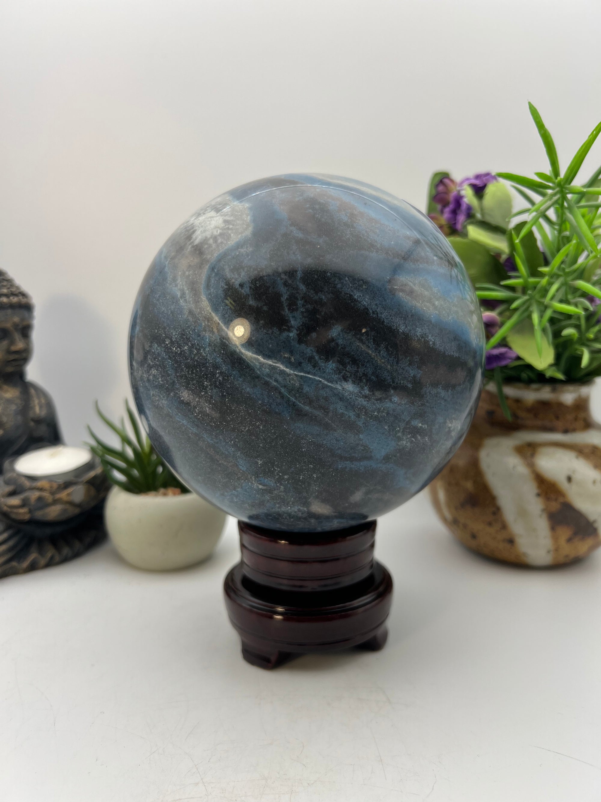 Beautiful Trolite Sphere on wood base
