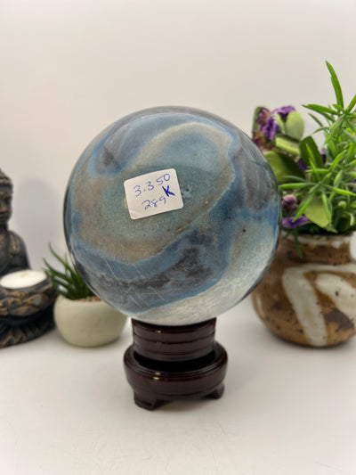 Beautiful Trolite Sphere on wood base