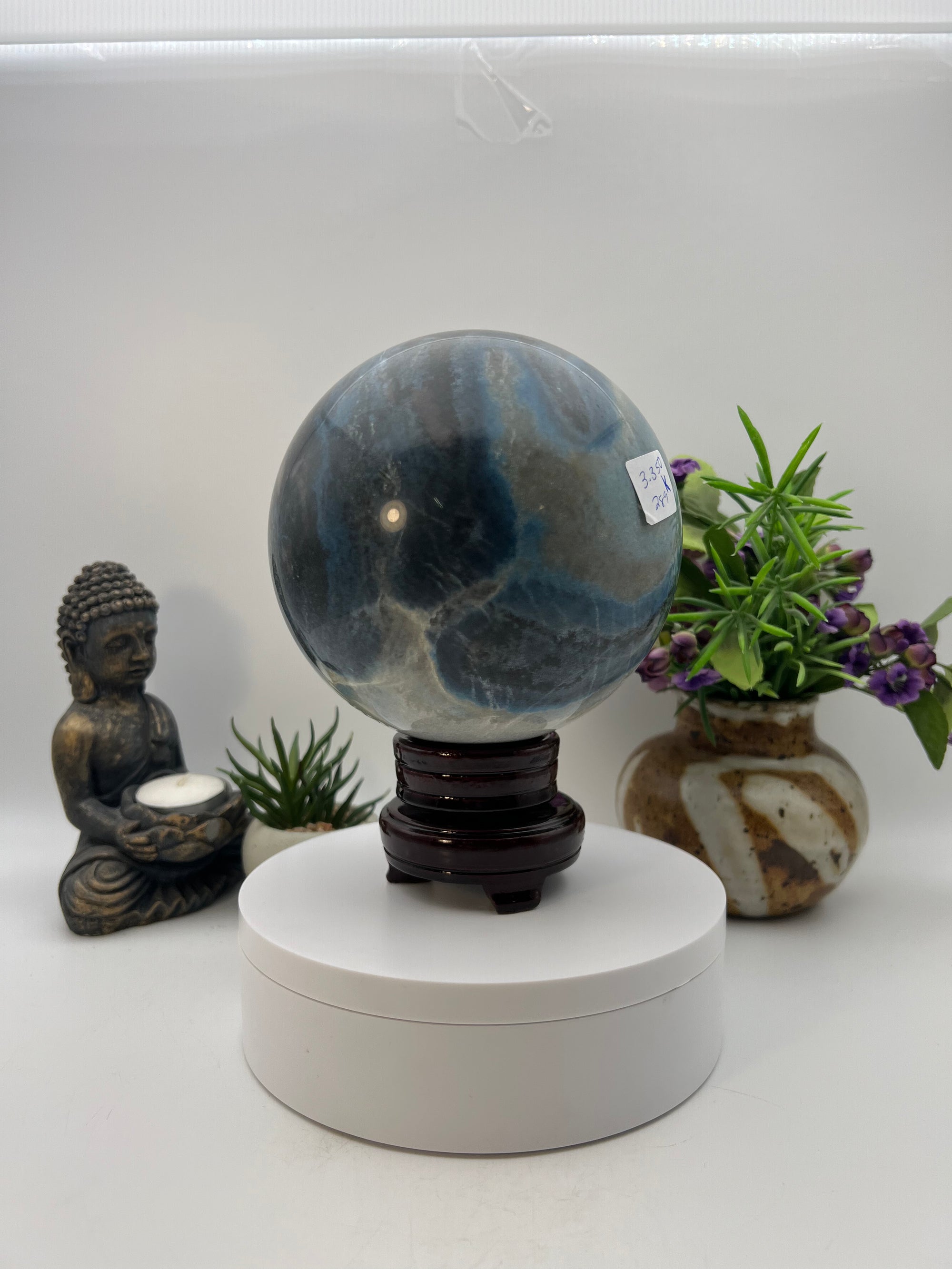 Beautiful Trolite Sphere on wood base