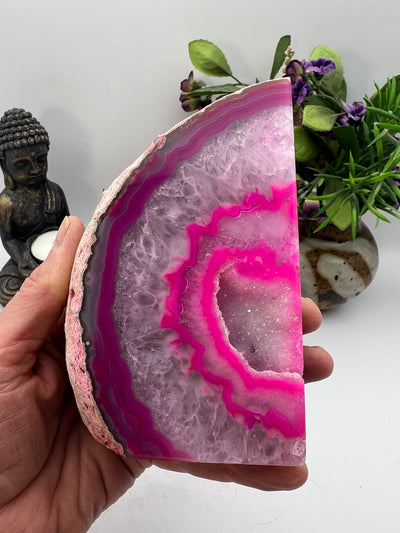 Pretty pink Druzy Agate Bookends from Brazil