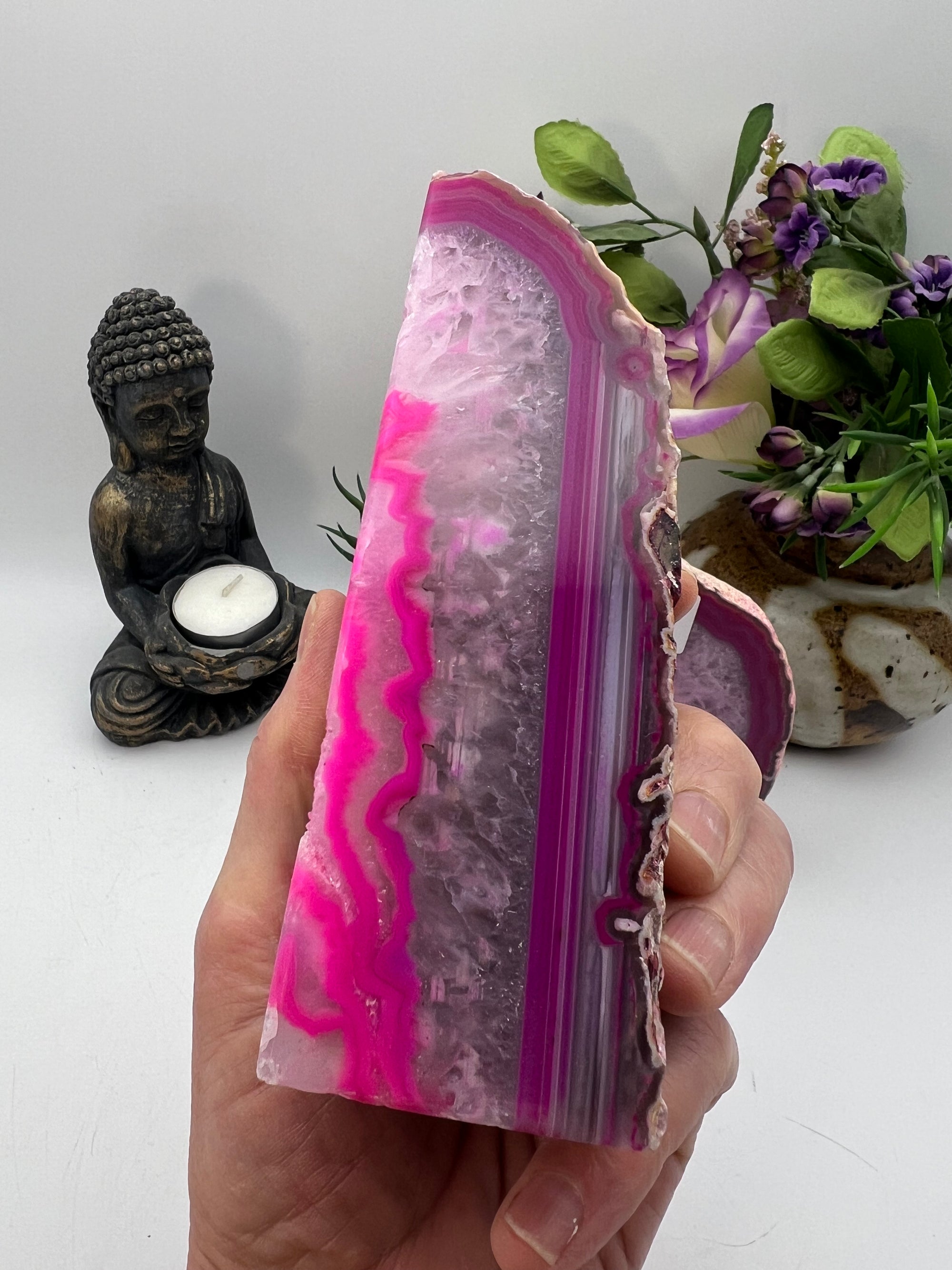 Pretty pink Druzy Agate Bookends from Brazil