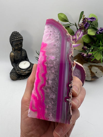 Pretty pink Druzy Agate Bookends from Brazil