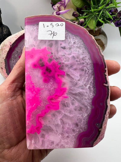 Pretty pink Druzy Agate Bookends from Brazil