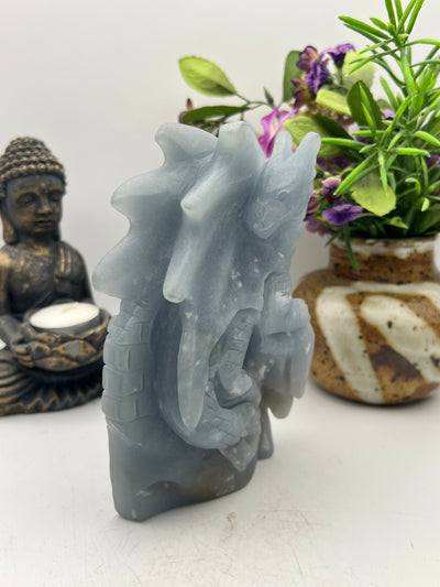 Gorgeous Angelite Dragon Carving