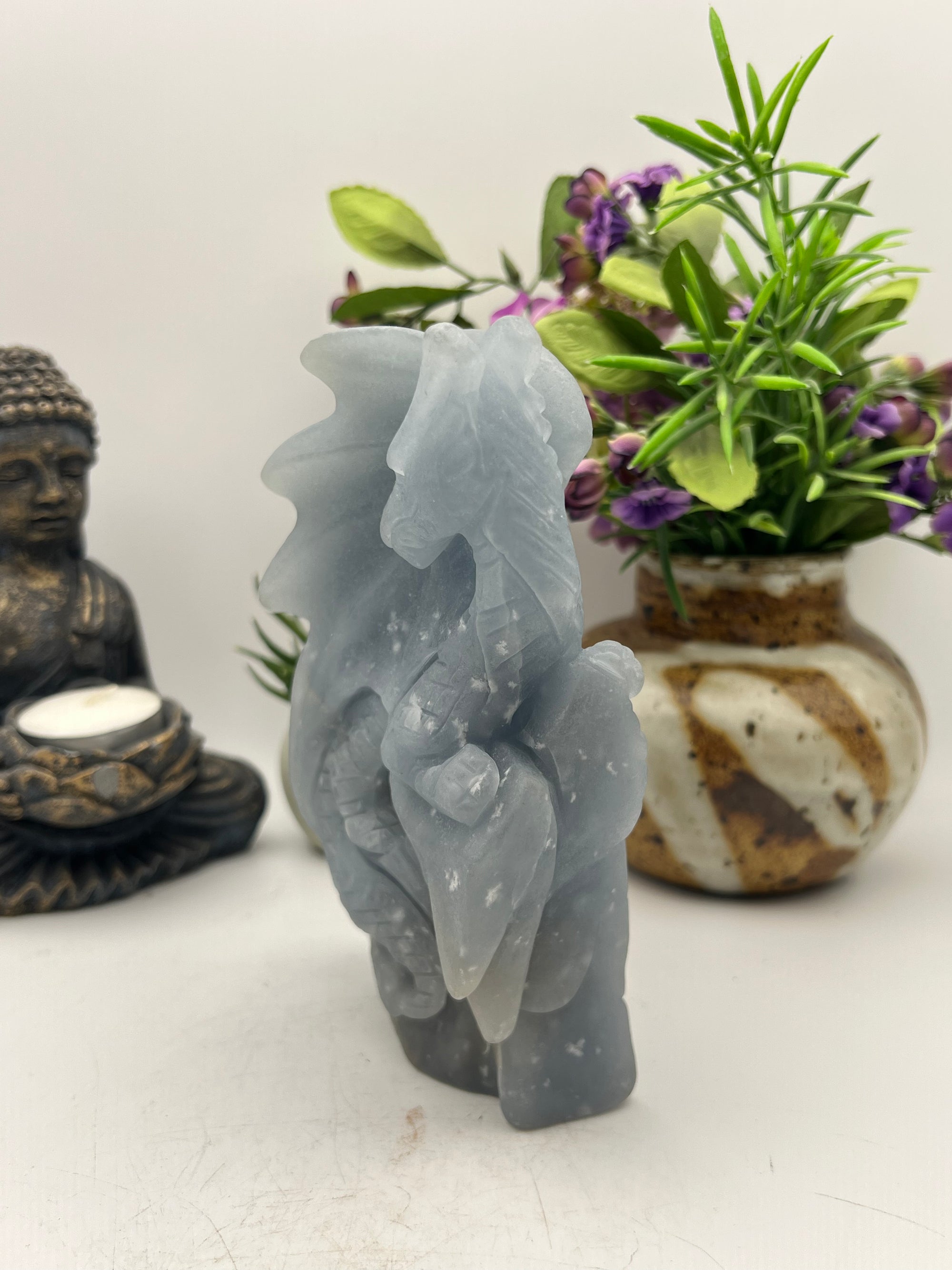 Gorgeous Angelite Dragon Carving