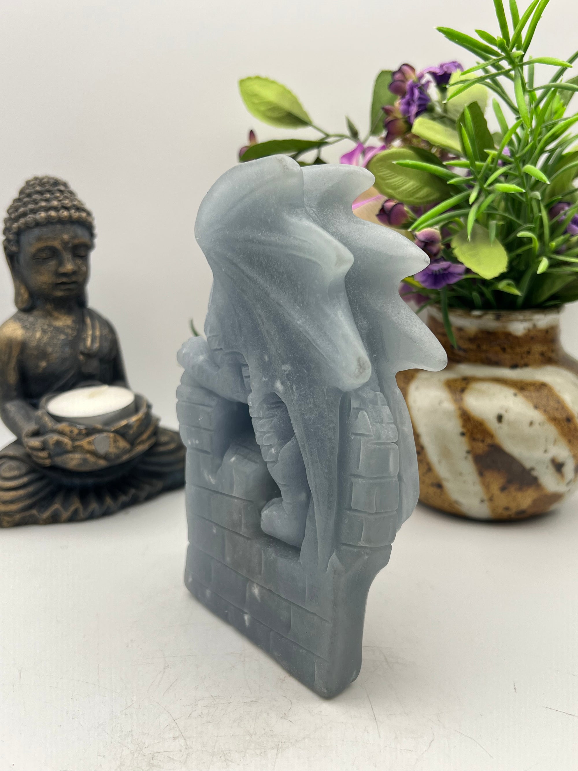 Gorgeous Angelite Dragon Carving