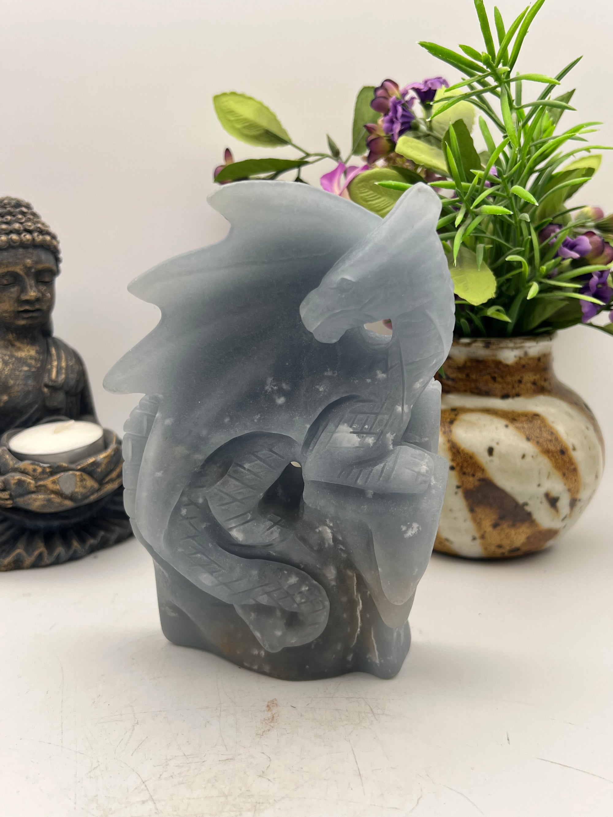 Gorgeous Angelite Dragon Carving