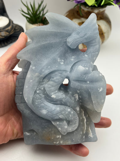 Gorgeous Angelite Dragon Carving