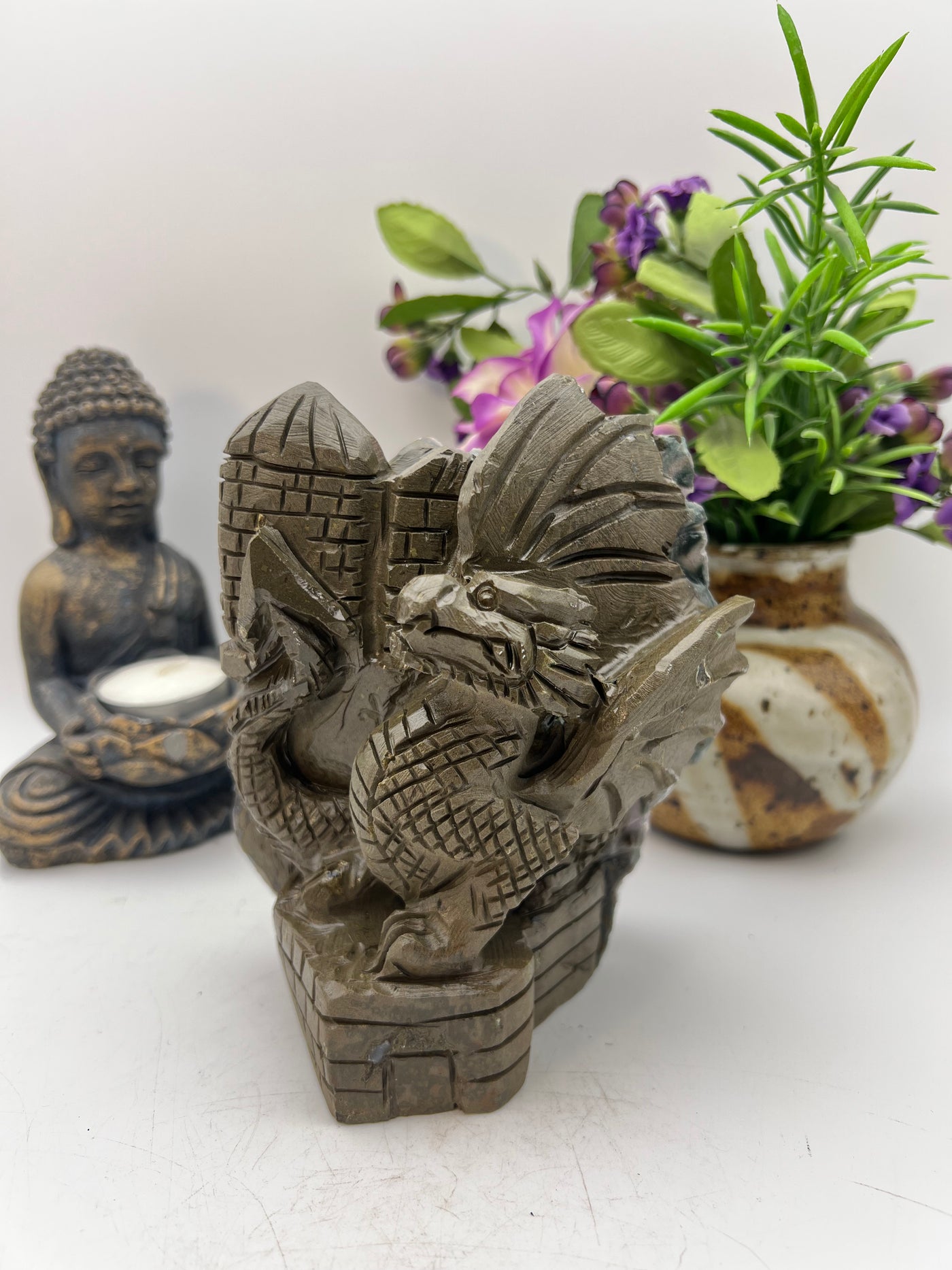 Amethyst Cluster Dragon Carving