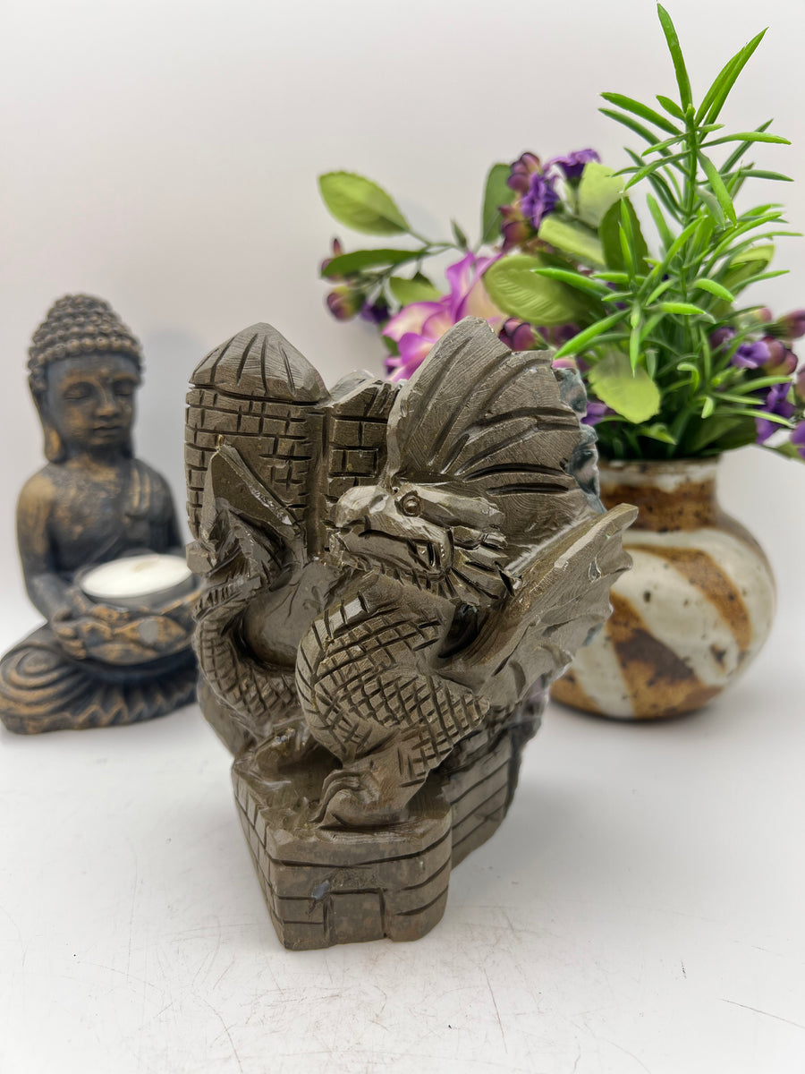 Amethyst Cluster Dragon Carving