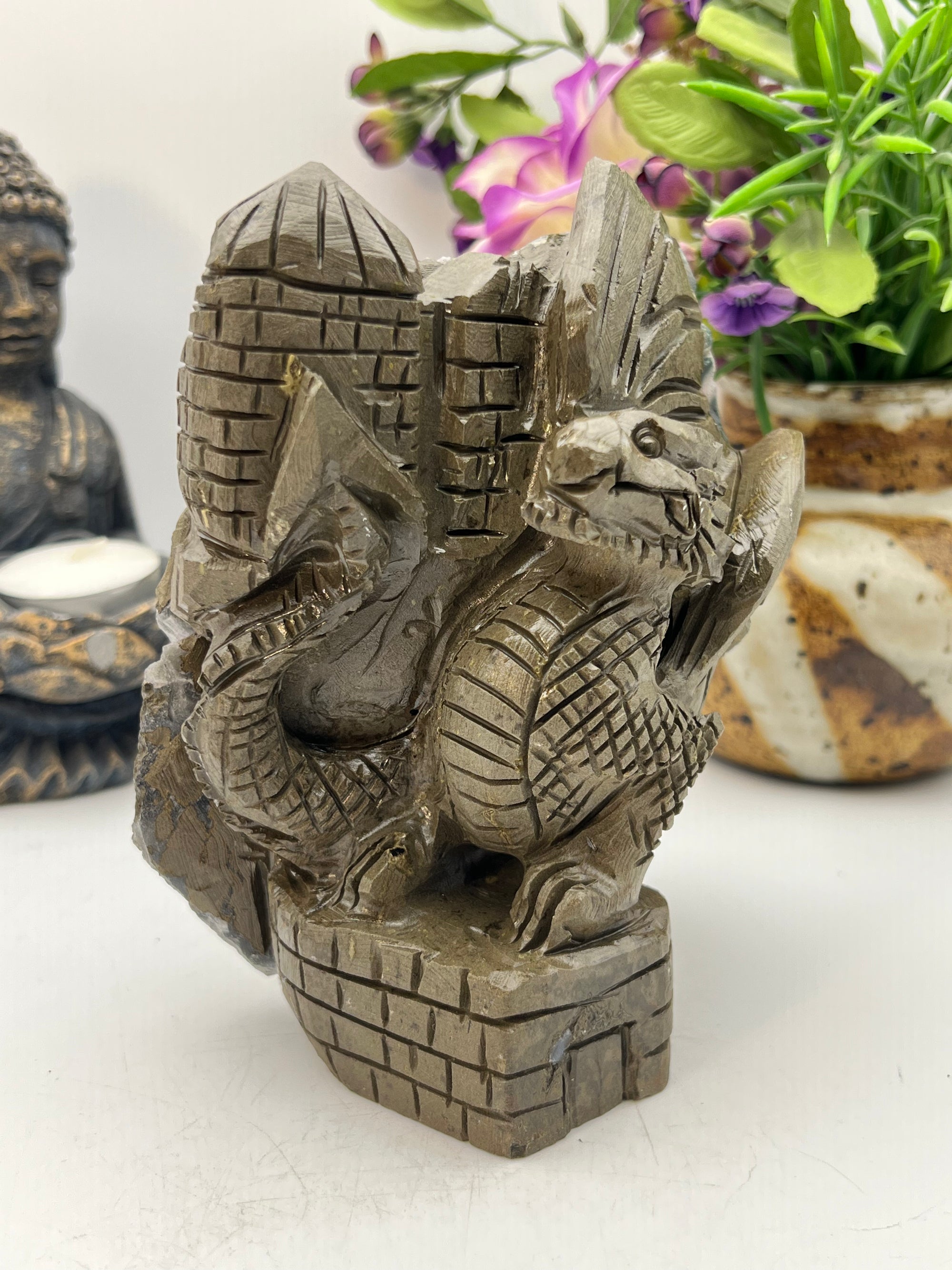 Amethyst Cluster Dragon Carving