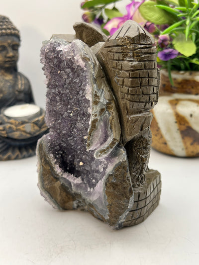 Amethyst Cluster Dragon Carving