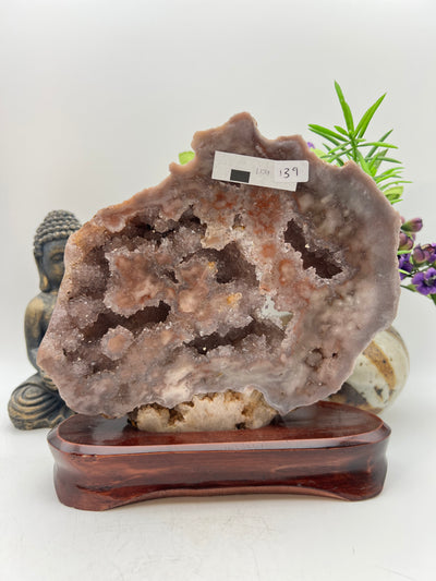 Gorgeous Pink Amethyst Specimen with wood base from Brazil