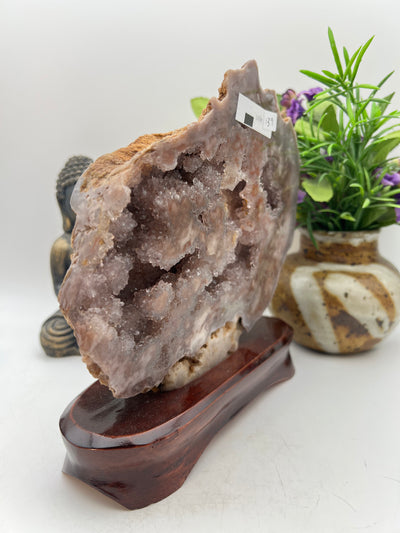 Gorgeous Pink Amethyst Specimen with wood base from Brazil