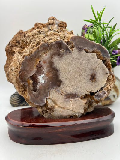 Gorgeous Pink Amethyst Specimen with wood base from Brazil