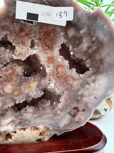 Gorgeous Pink Amethyst Specimen with wood base from Brazil