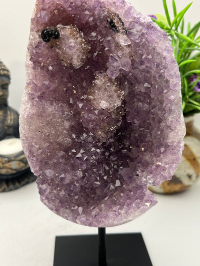 Amethyst on black stand from Brazil