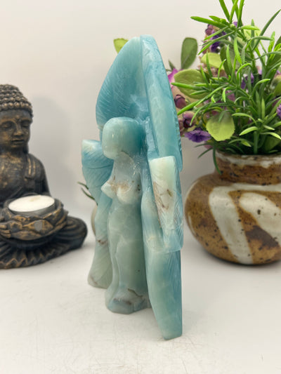 Blues Sky Quartz Angel Carving