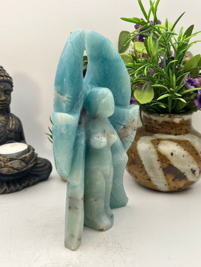 Blues Sky Quartz Angel Carving