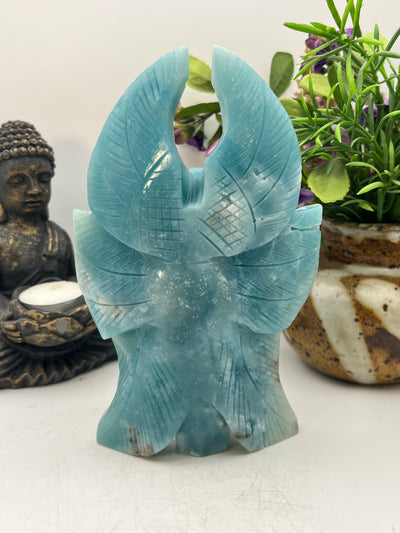 Blues Sky Quartz Angel Carving