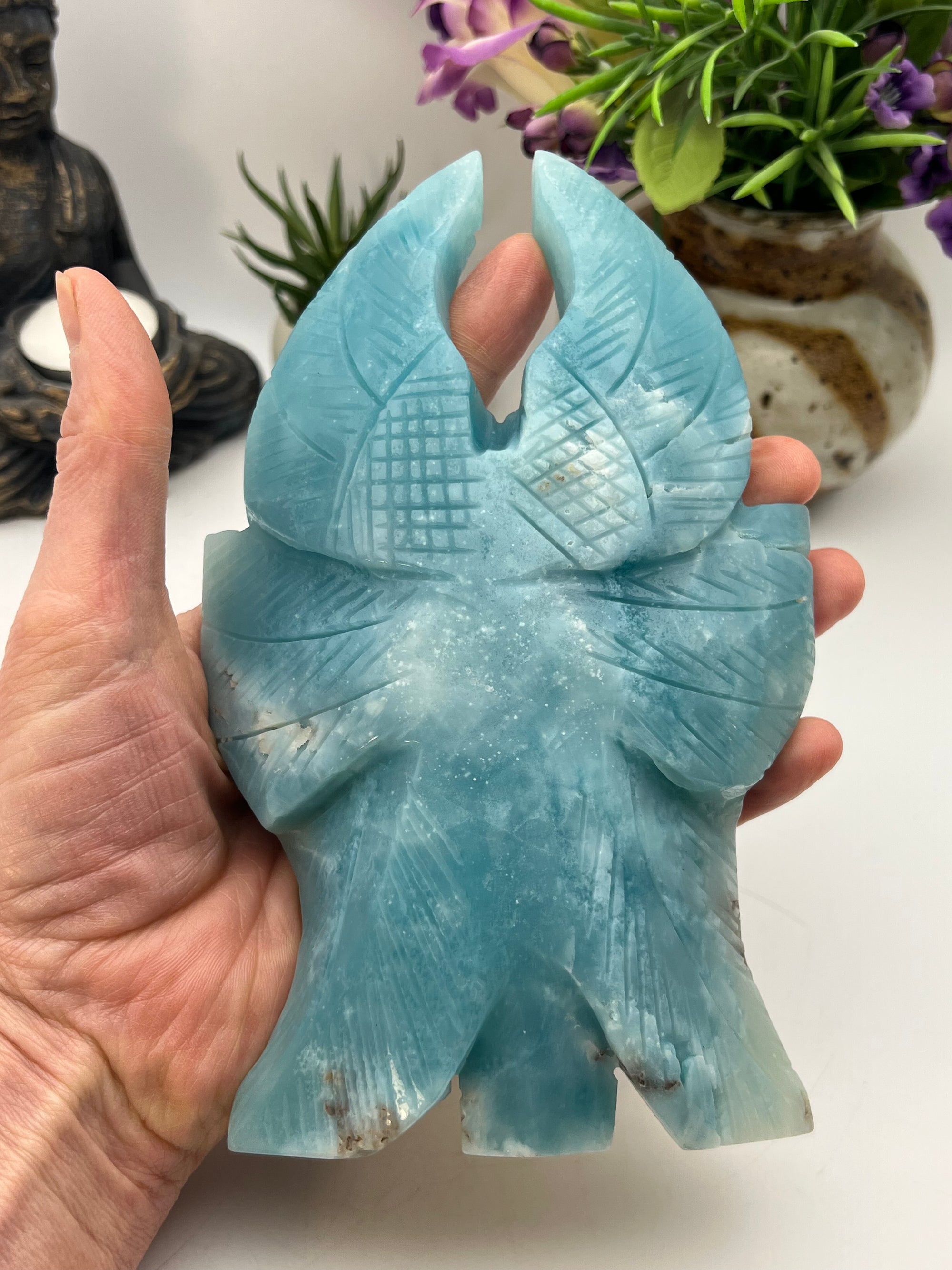 Blues Sky Quartz Angel Carving