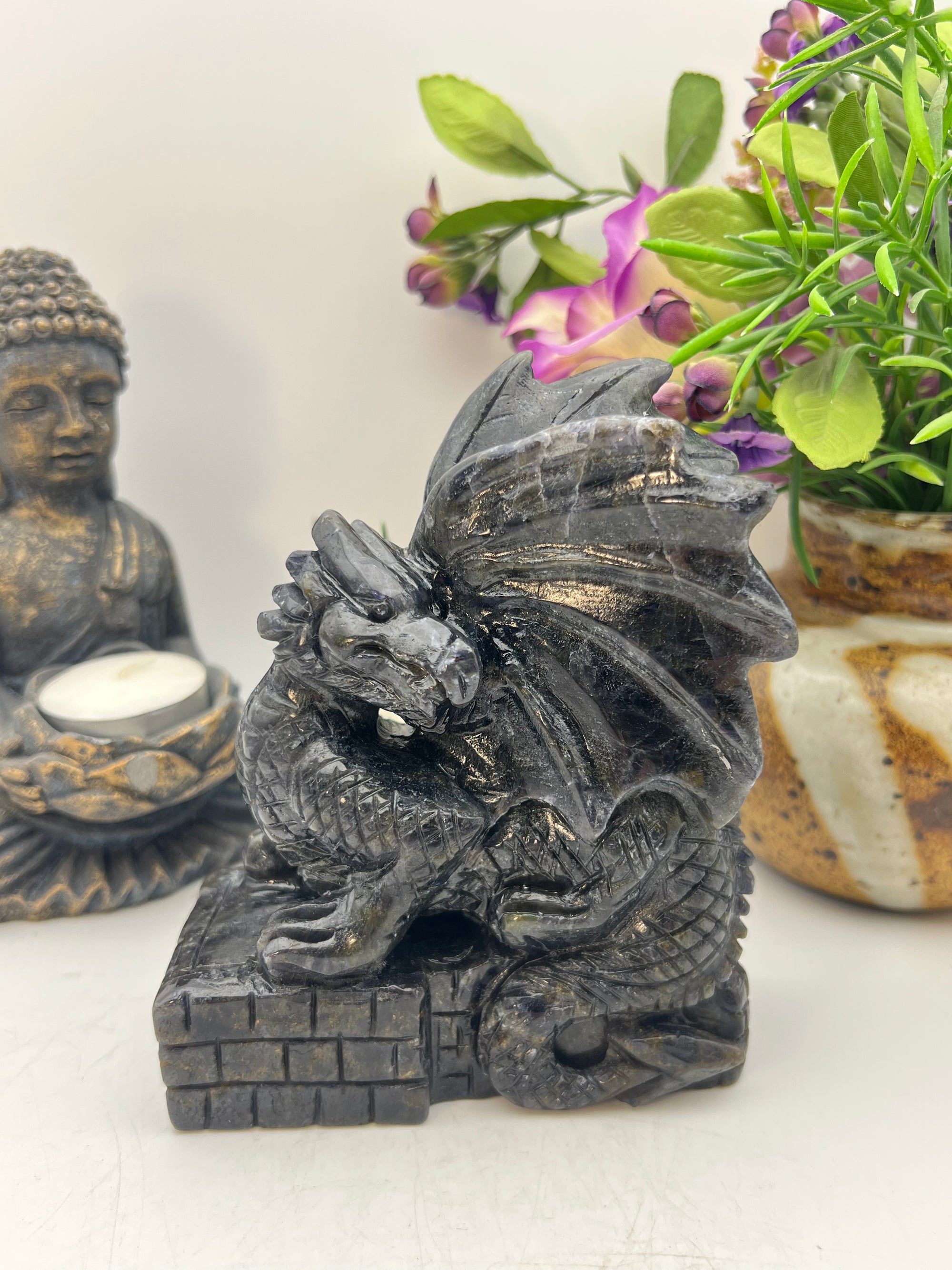 Stunning Iolite Dragon Carving