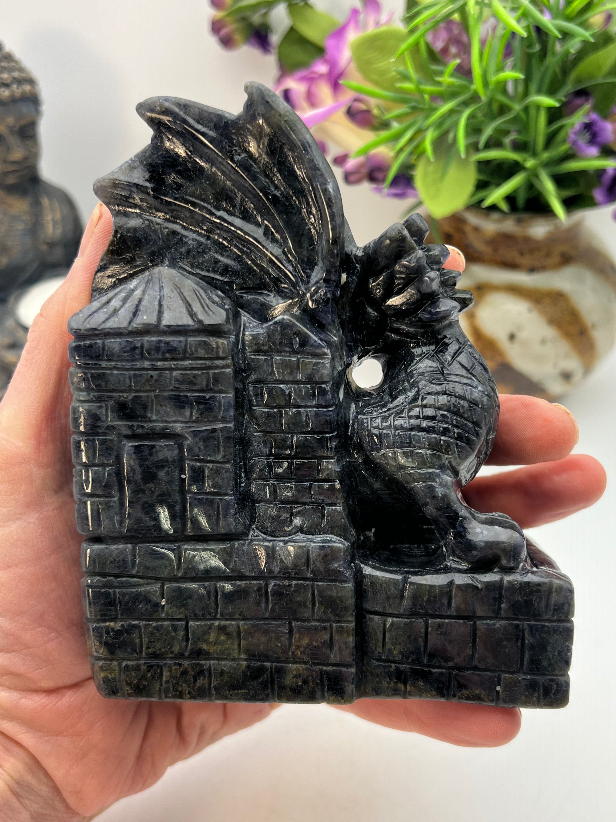 Stunning Iolite Dragon Carving