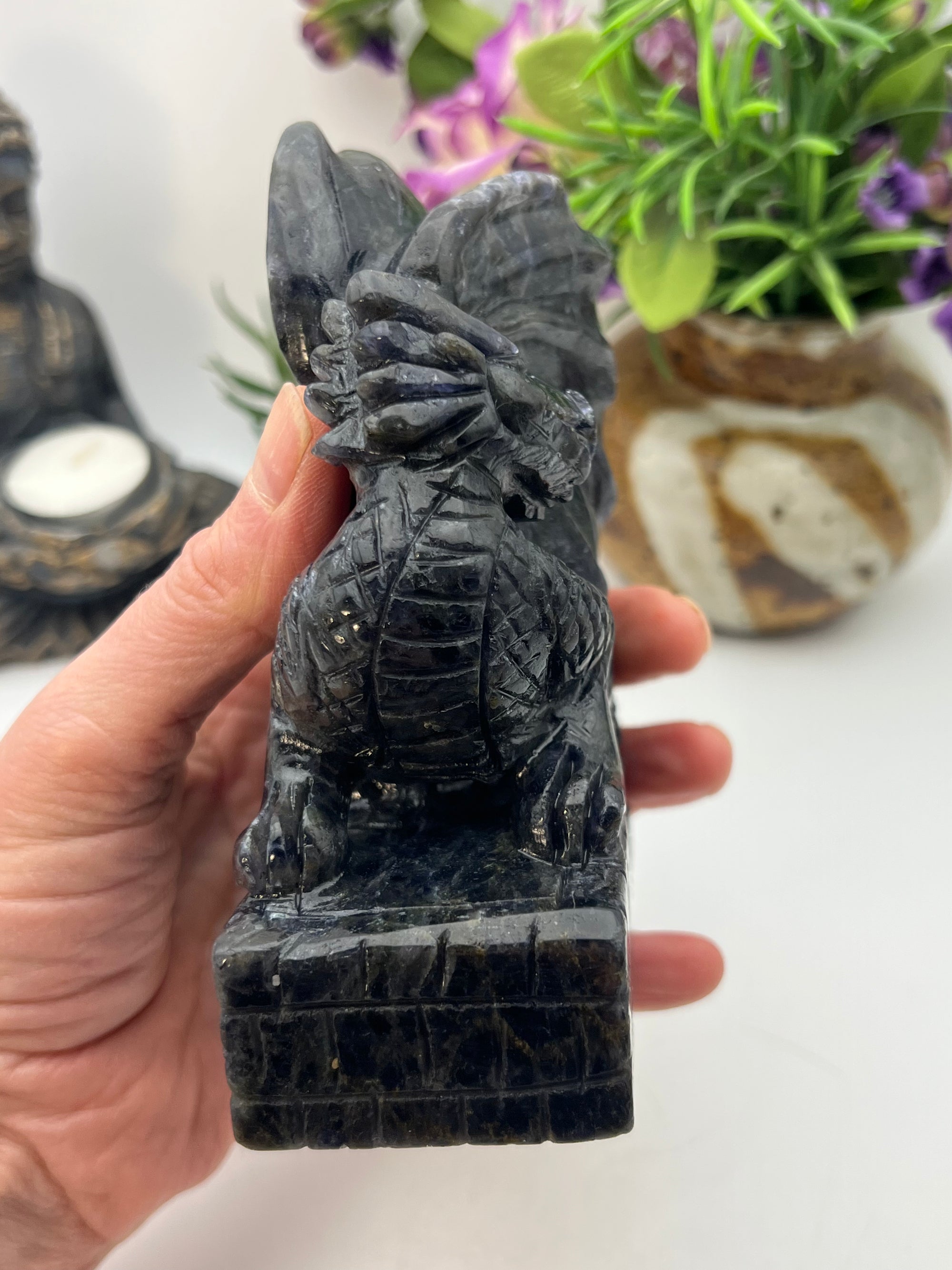 Stunning Iolite Dragon Carving