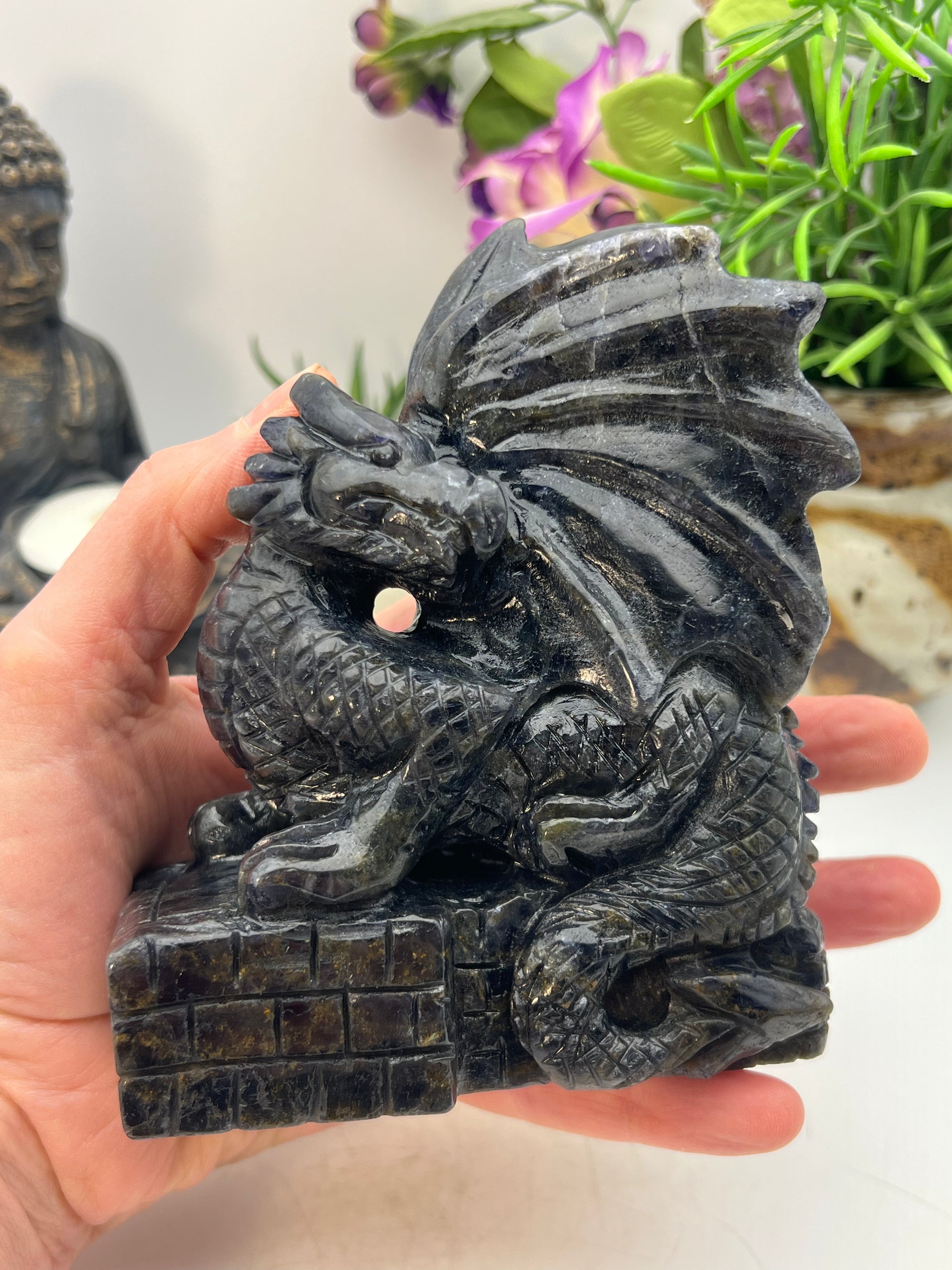 Stunning Iolite Dragon Carving