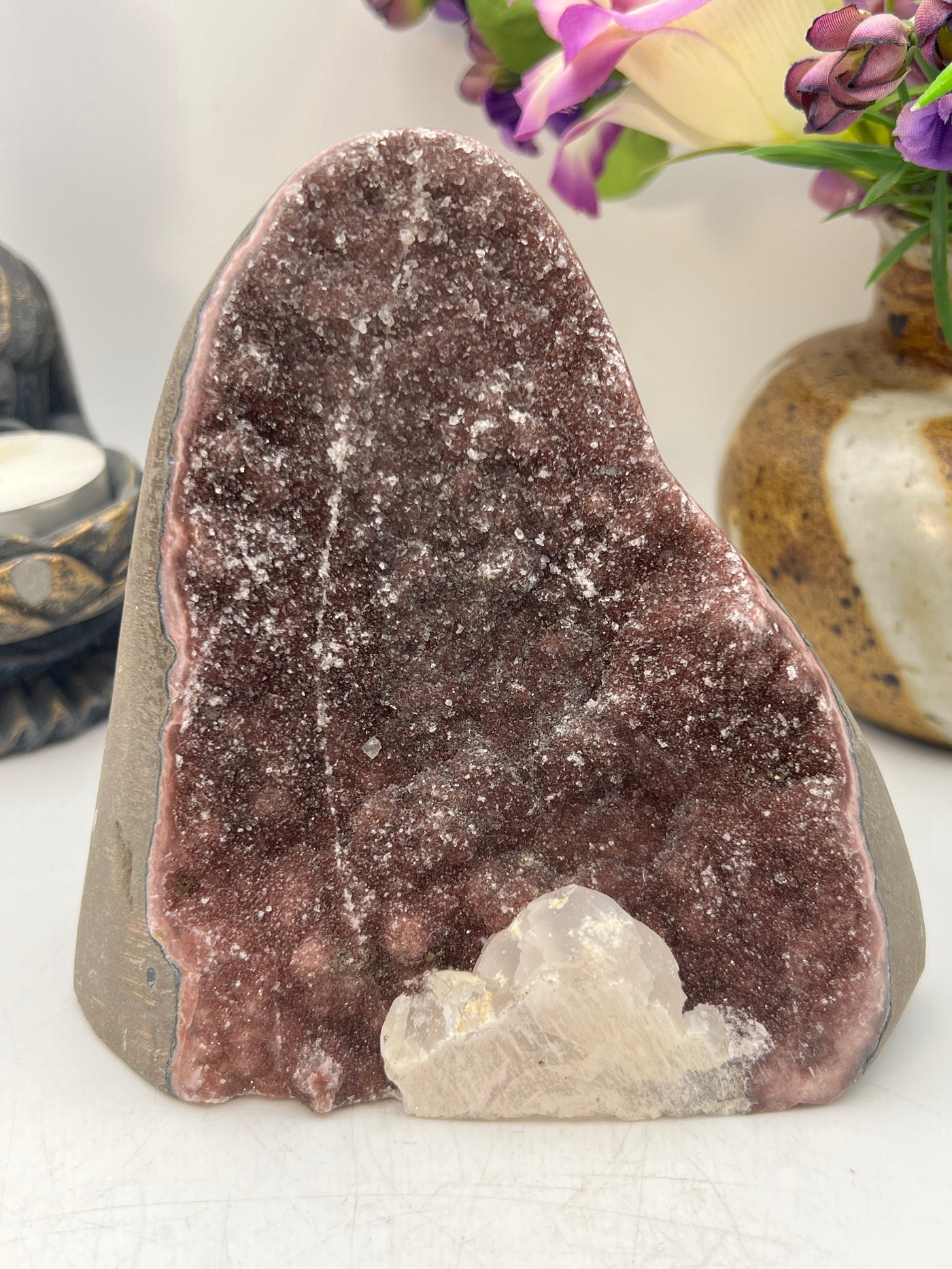 Rainbow Amethyst with Calcite from Brazil