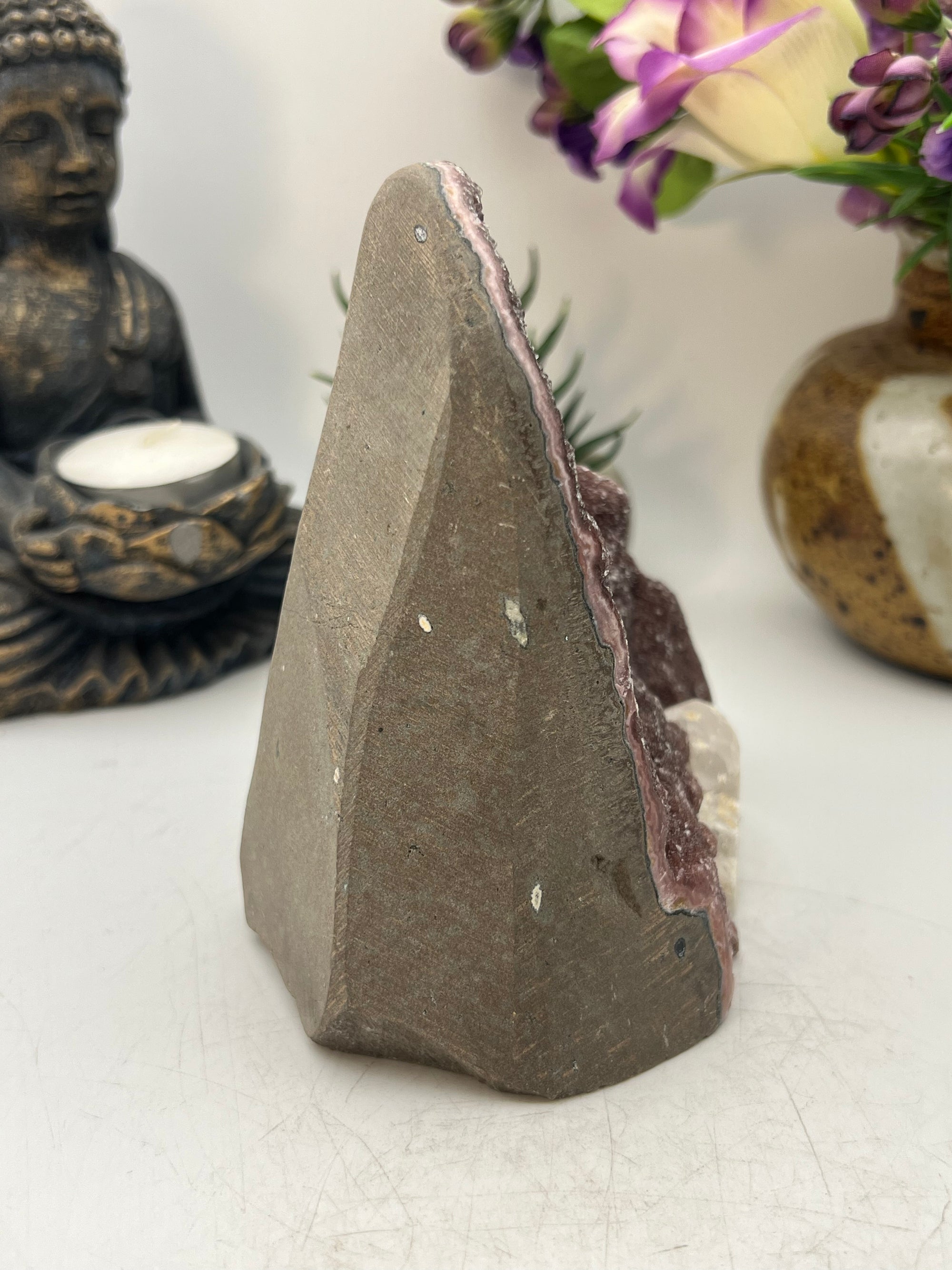 Rainbow Amethyst with Calcite from Brazil