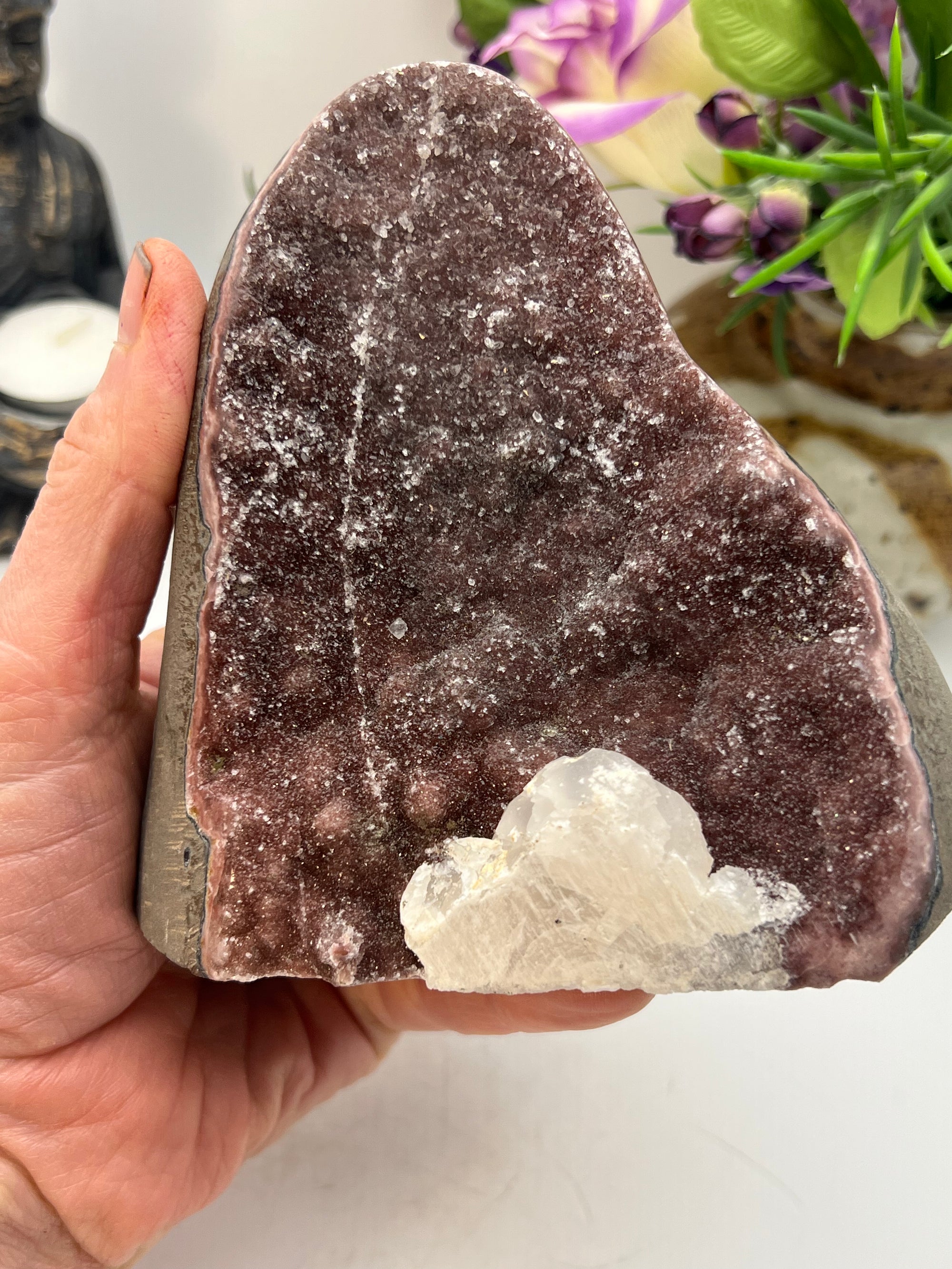 Rainbow Amethyst with Calcite from Brazil