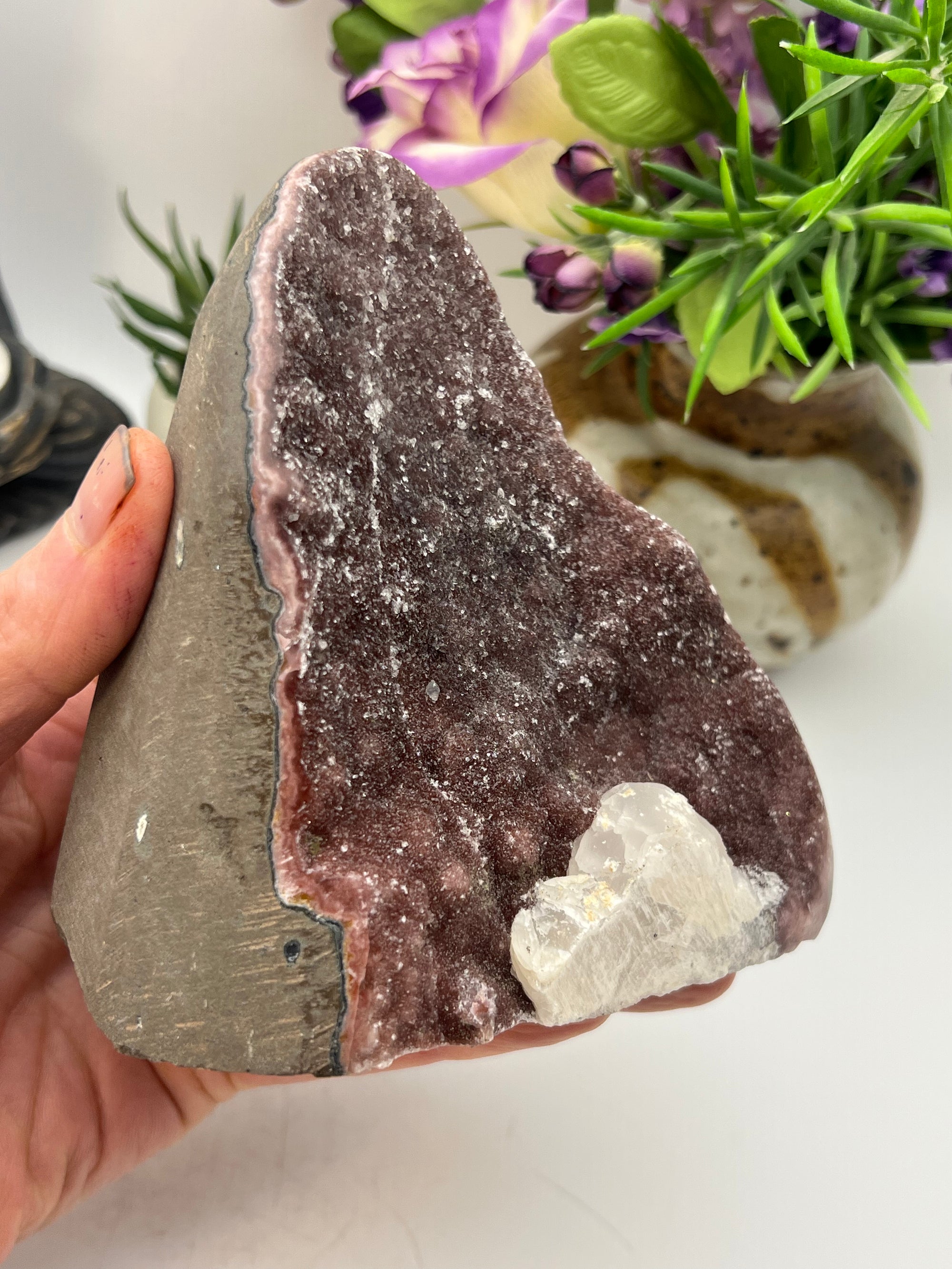 Rainbow Amethyst with Calcite from Brazil